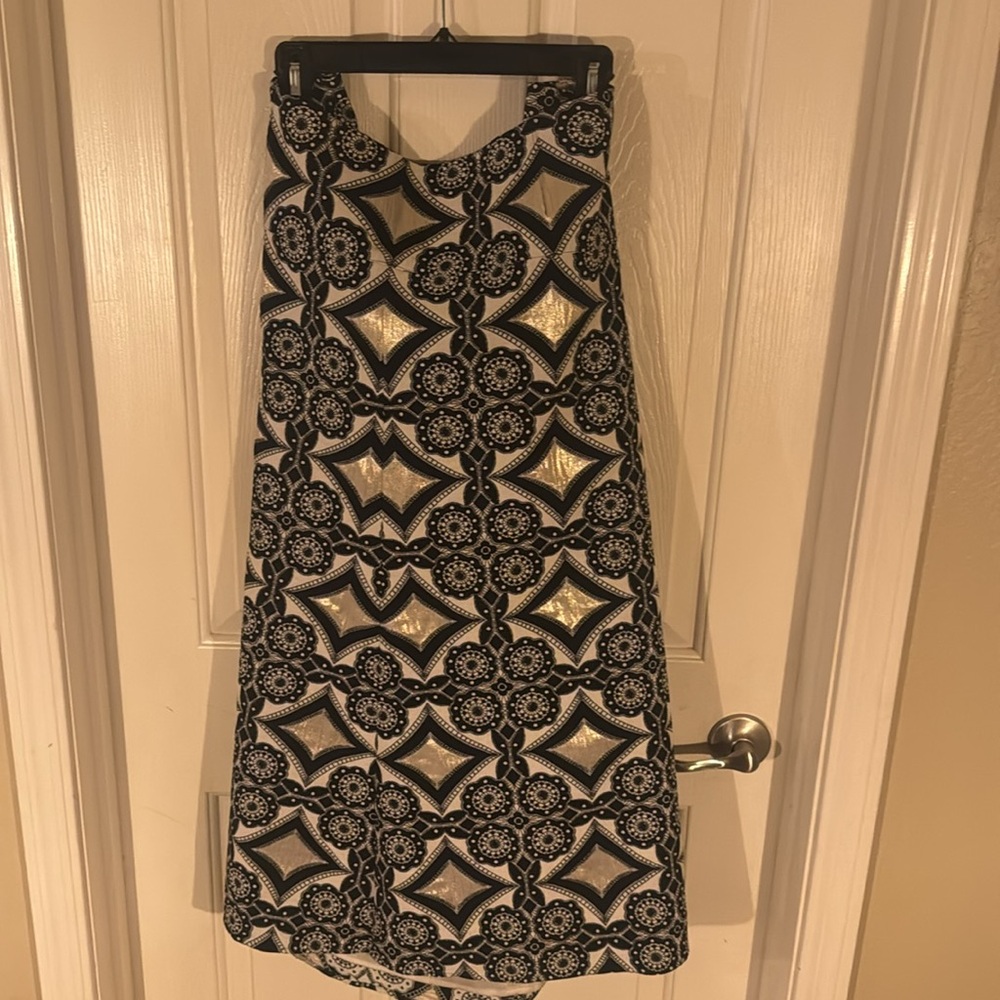Isabel Toledo x Lane Bryant Gold Foil with Black Design Skirt - Picture 4 of 8